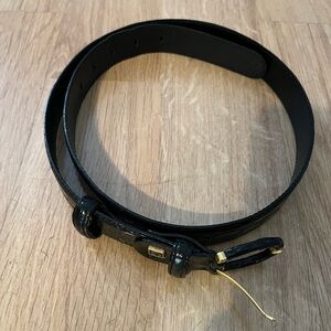 Giorgio Brutini Black Leather Belt with Gold Buckle